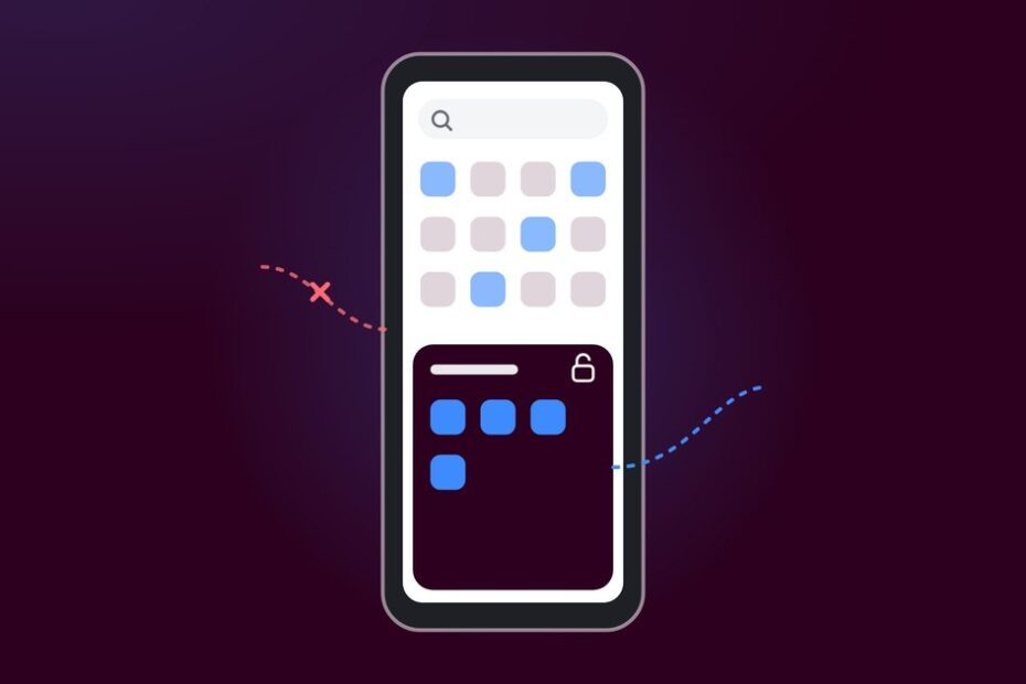 Illustration: the phone's app list with a locked Private Space at the bottom